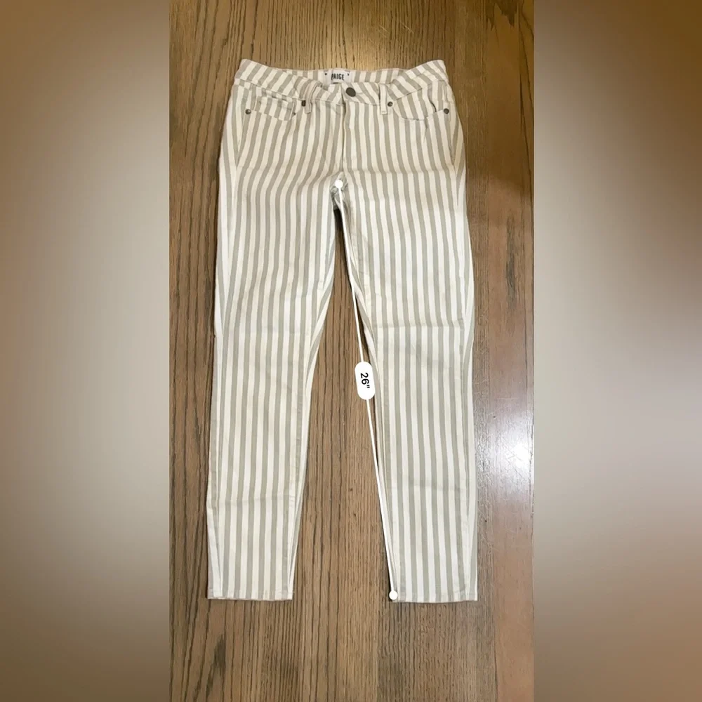 Paige Jeans-Verdugo Ankle-Desert Khaki Stripes-Size 28 - Picture 5 of 10
